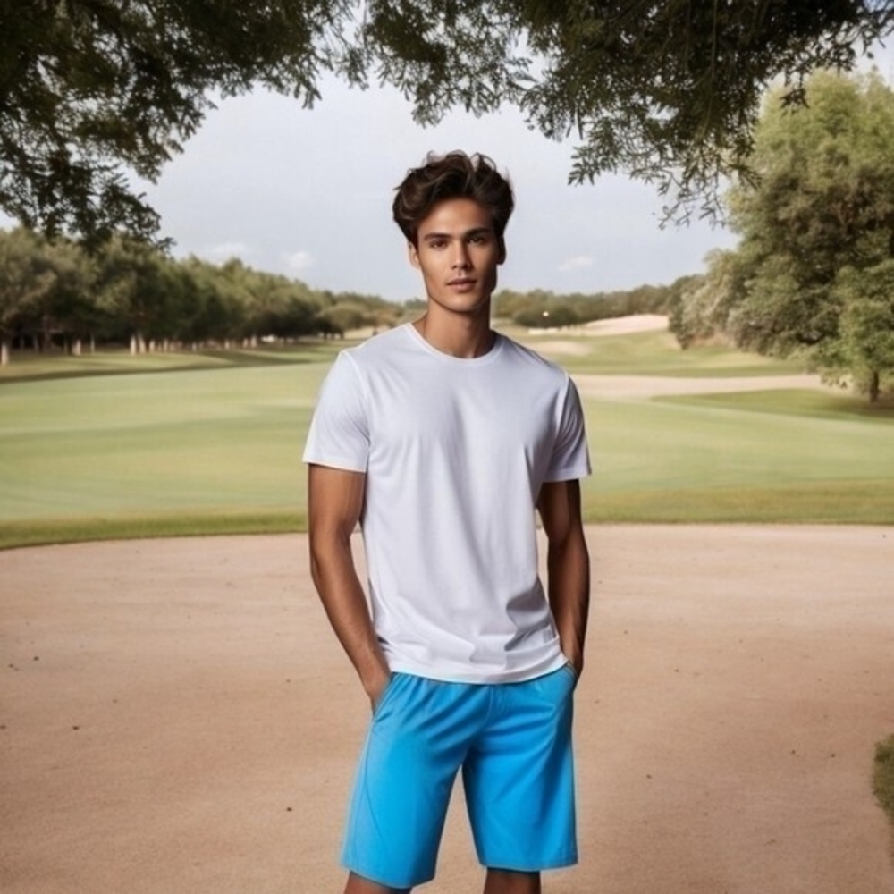 IZOD Men's Classic Fit Golf Shorts 36 Teal Blue 10" Inseam Sun Control NWT